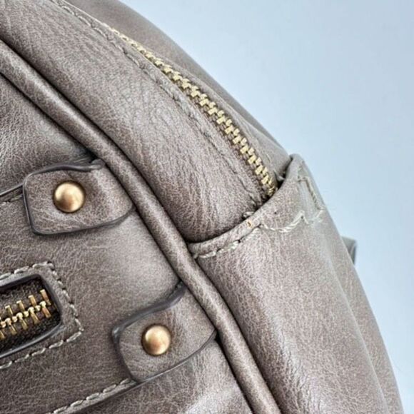 Sole Society Women's Brown Gray Faux Leather Lined Adjustable Mini Backpack Bag - Picture 6 of 13